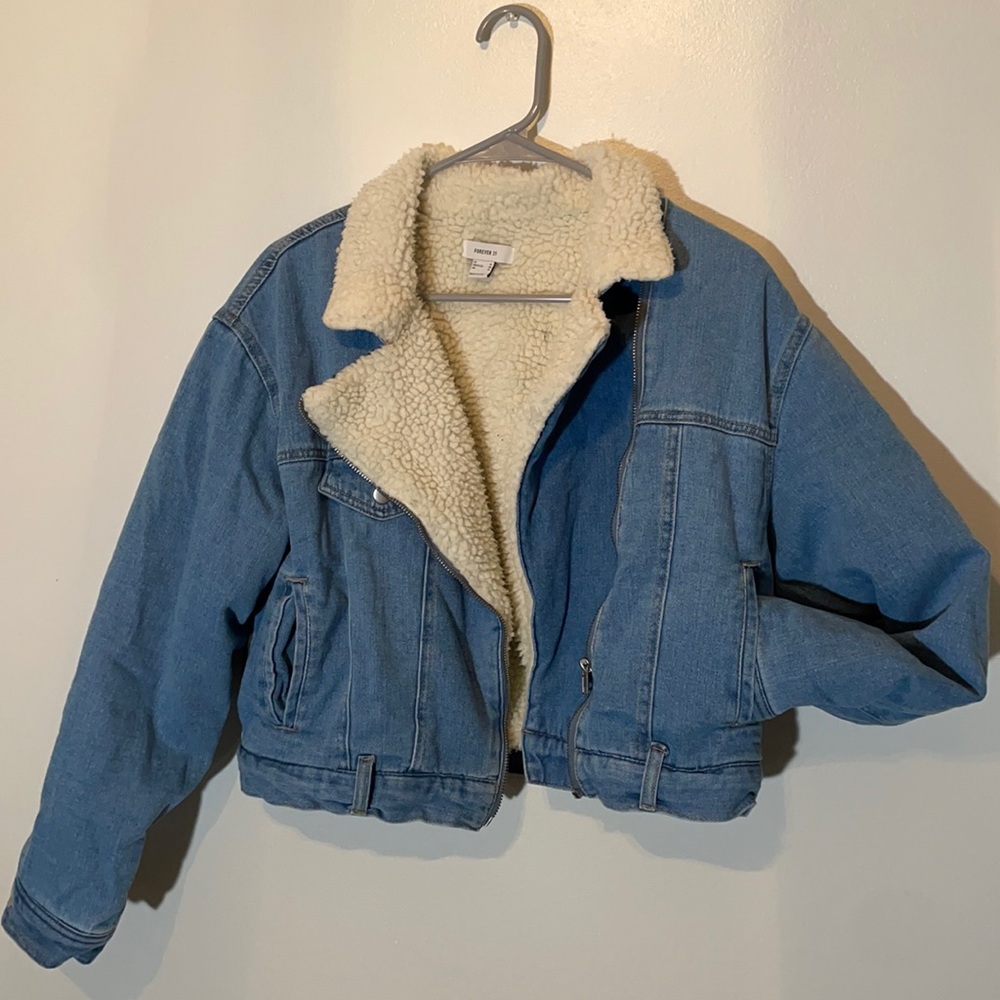 Lined fur Jean jacket